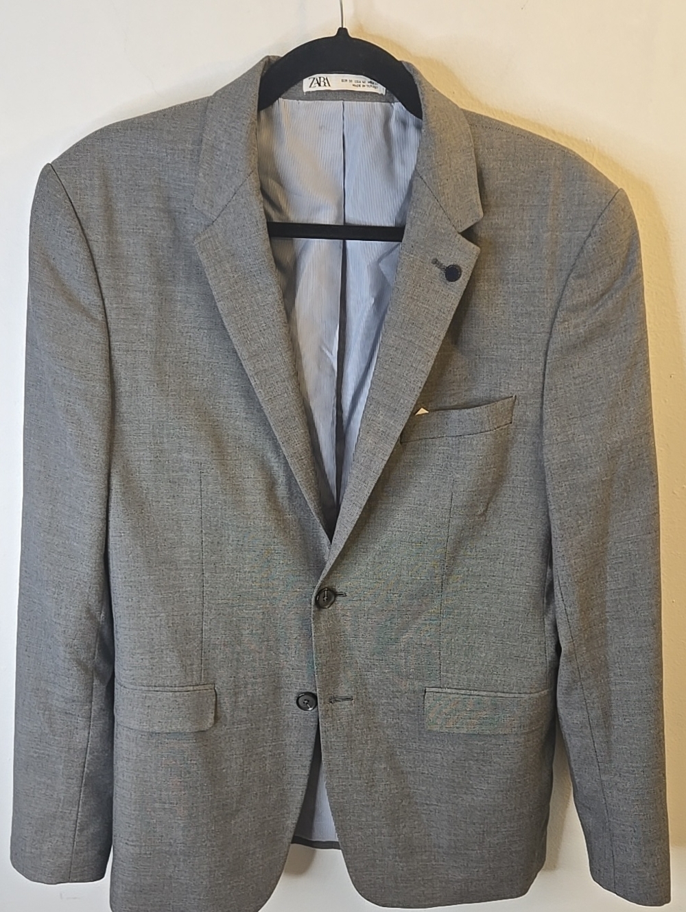 Zara Gray Men's Blazer - Modern Single-Breasted Suit Jacket